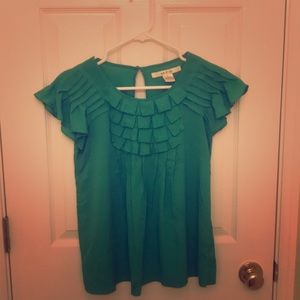Emerald green silk top